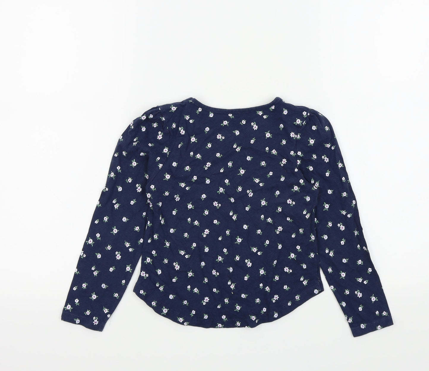 TU Girls Blue   Basic T-Shirt Size 6 Years  - Flower detail