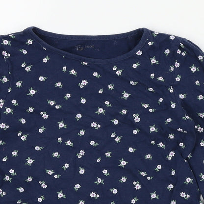 TU Girls Blue   Basic T-Shirt Size 6 Years  - Flower detail
