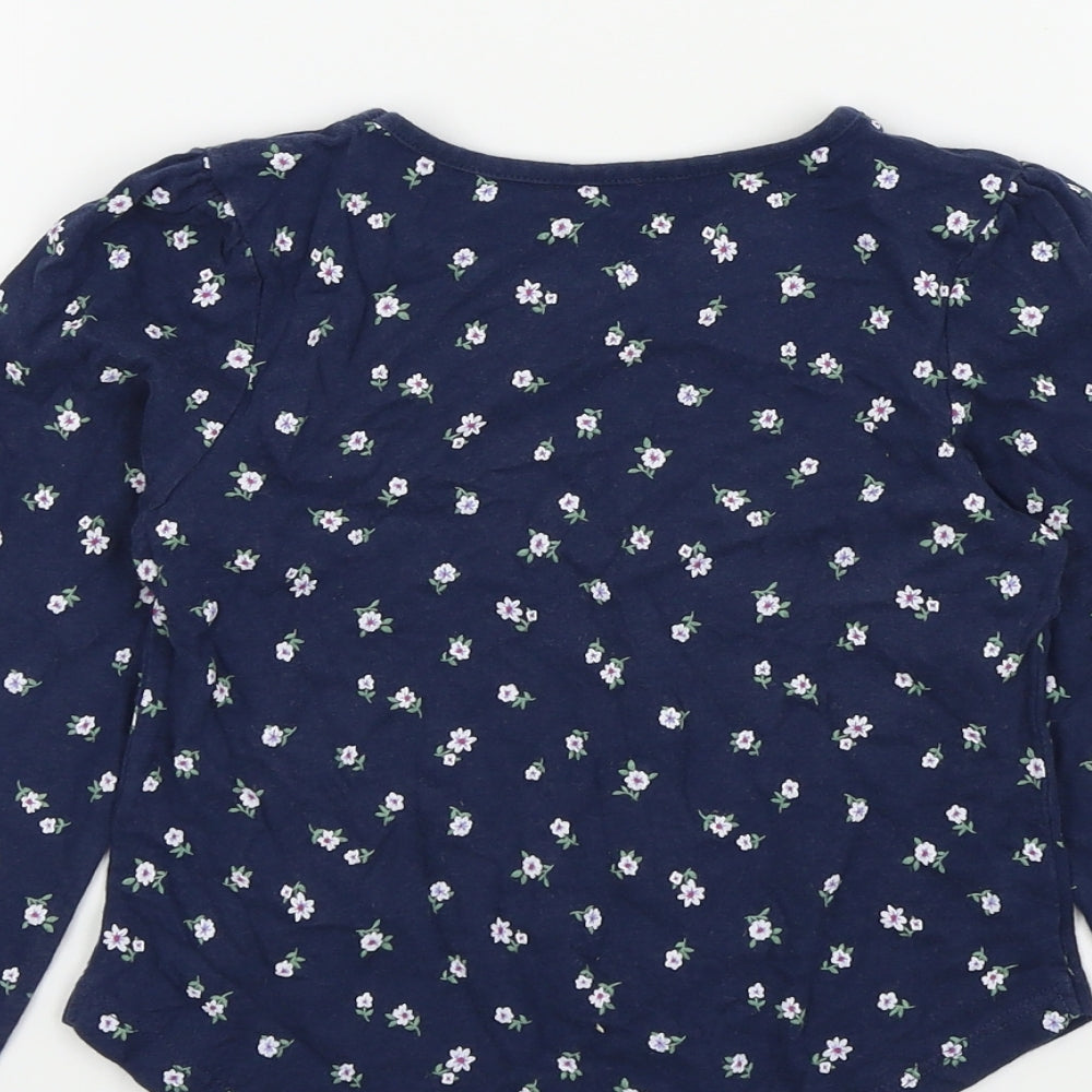 TU Girls Blue   Basic T-Shirt Size 6 Years  - Flower detail