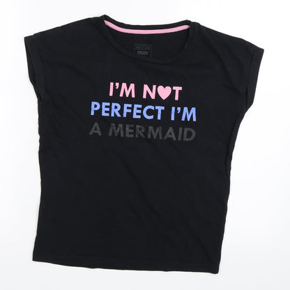 MAX Girls Black   Basic T-Shirt Size 11-12 Years  - mermaid