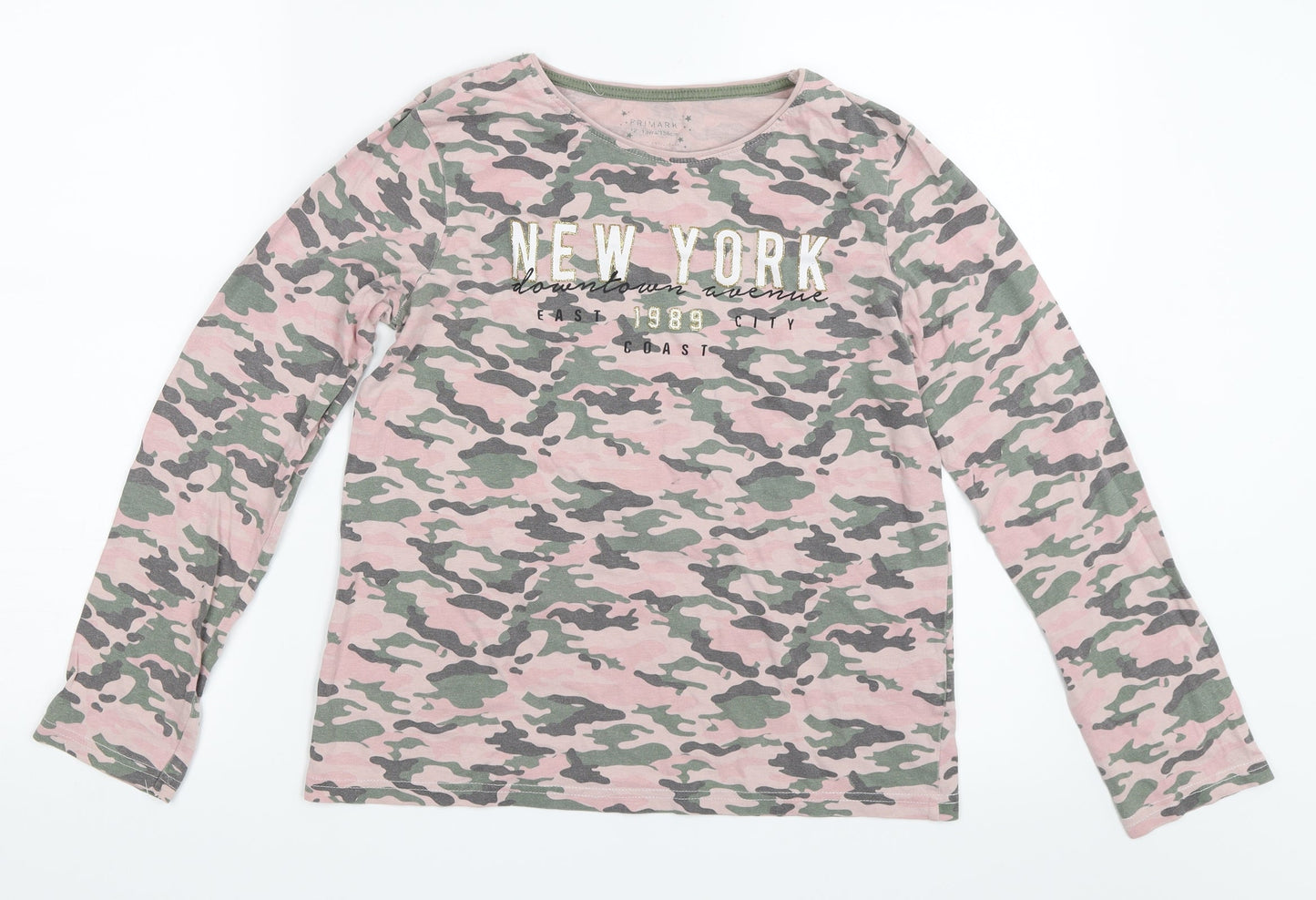 Primark Girls Pink Camouflage  Basic T-Shirt Size 12-13 Years