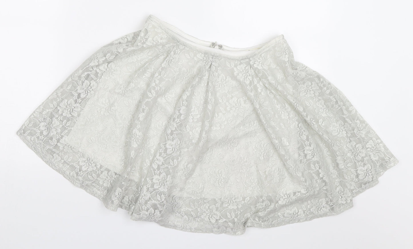 Miss Selfridge Womens Grey  Lace Skater Skirt Size 10