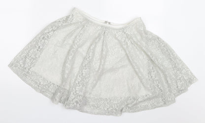 Miss Selfridge Womens Grey  Lace Skater Skirt Size 10