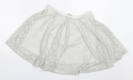 Miss Selfridge Womens Grey  Lace Skater Skirt Size 10