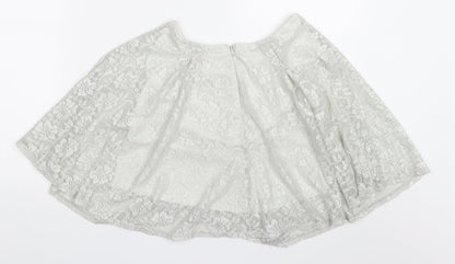 Miss Selfridge Womens Grey  Lace Skater Skirt Size 10
