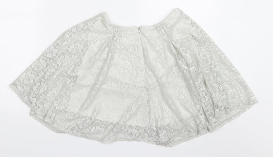 Miss Selfridge Womens Grey  Lace Skater Skirt Size 10