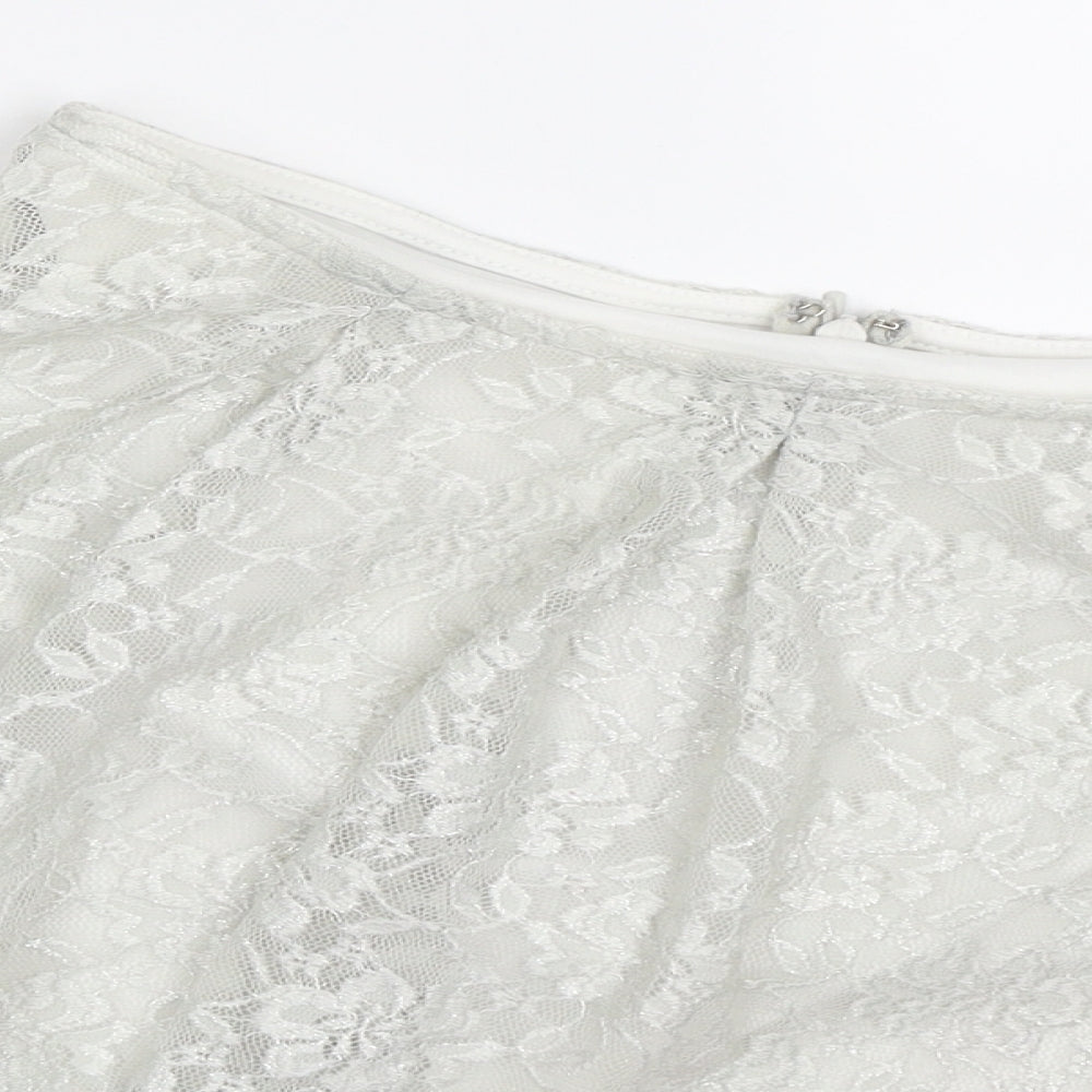 Miss Selfridge Womens Grey  Lace Skater Skirt Size 10