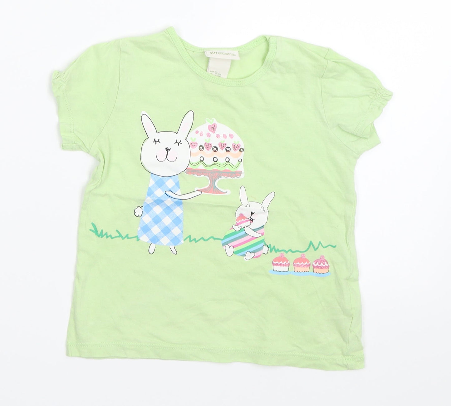 H&M Girls Green   Basic T-Shirt Size 12-18 Months