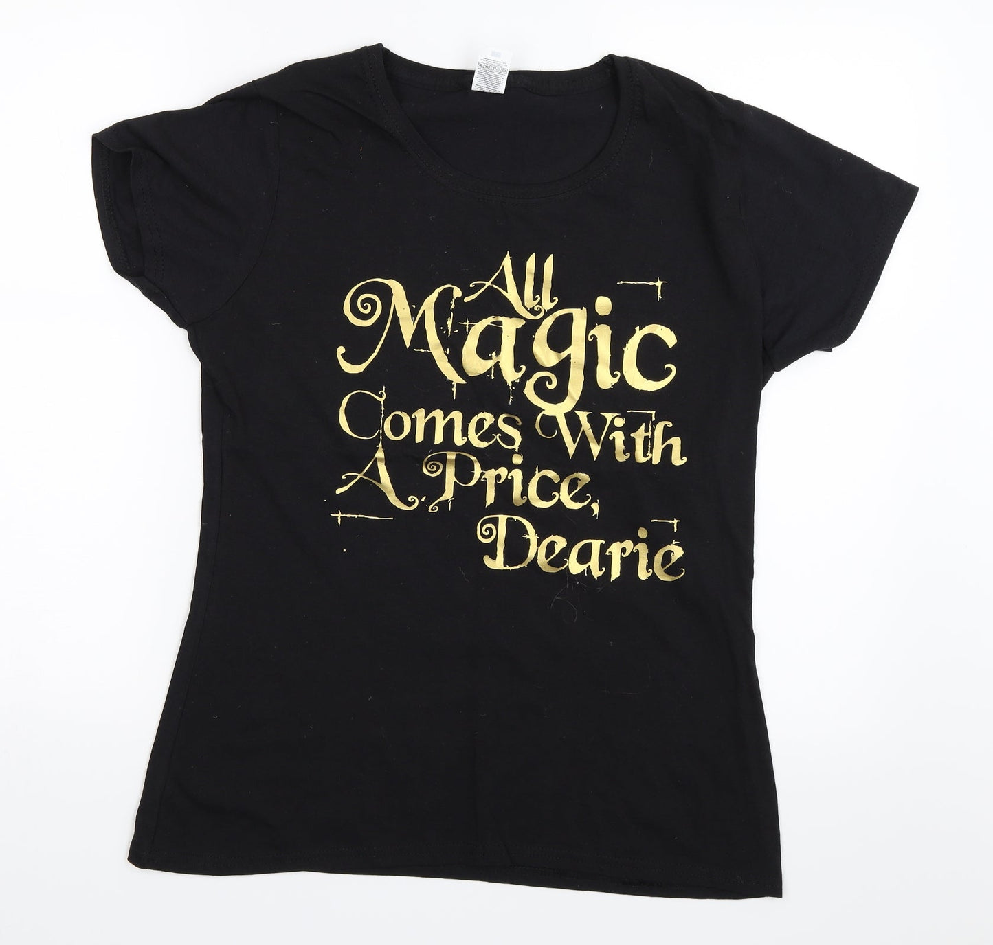 Womens UK Size L Fruit of the Loom Black Basic T-Shirt
