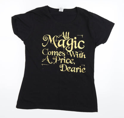Womens UK Size L Fruit of the Loom Black Basic T-Shirt