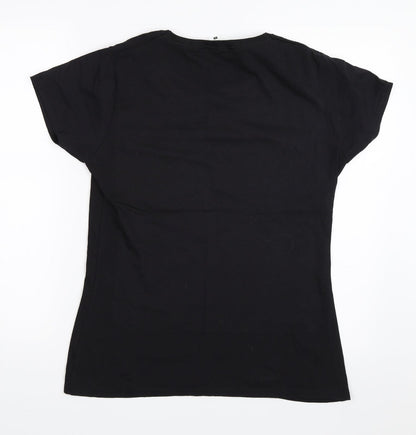 Womens UK Size L Fruit of the Loom Black Basic T-Shirt