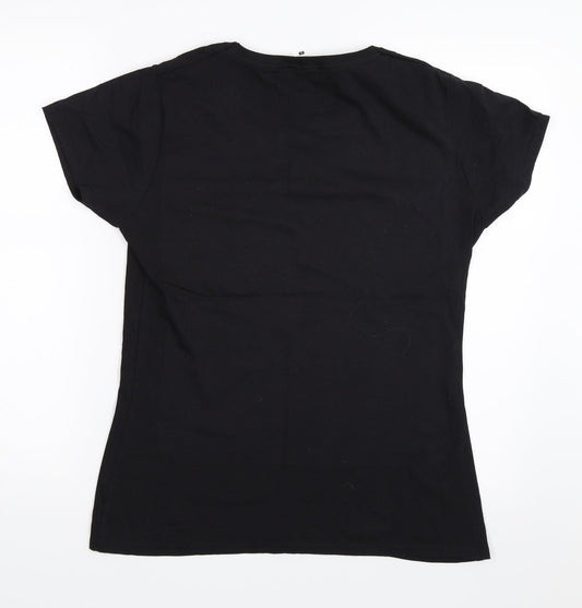 Womens UK Size L Fruit of the Loom Black Basic T-Shirt