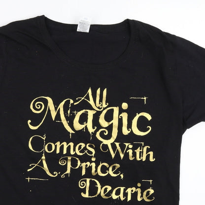 Womens UK Size L Fruit of the Loom Black Basic T-Shirt