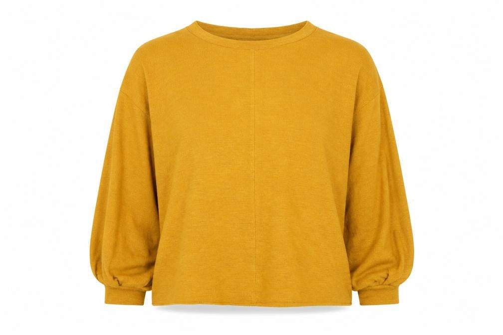 Front view of H&M women’s yellow jumper, size M