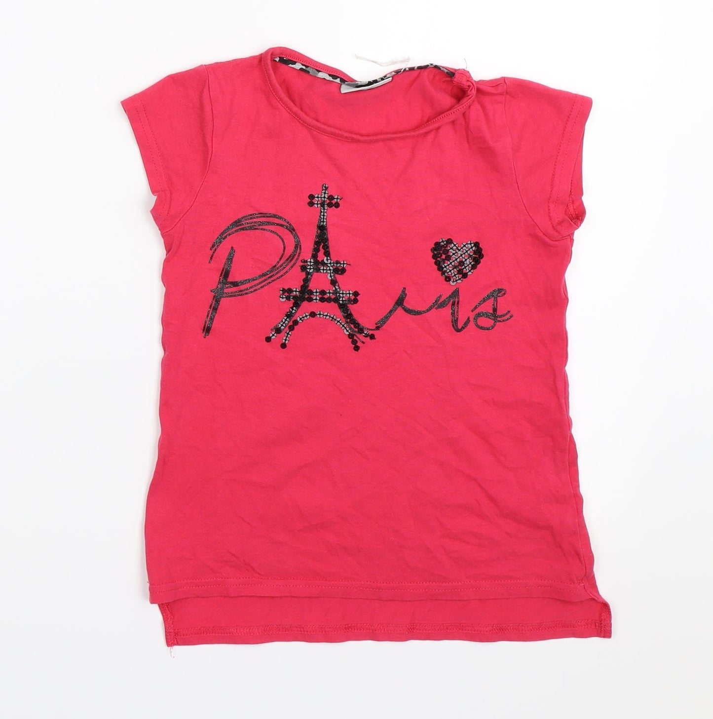 Matalan Girls Pink   Basic T-Shirt Size 6 Years  - paris