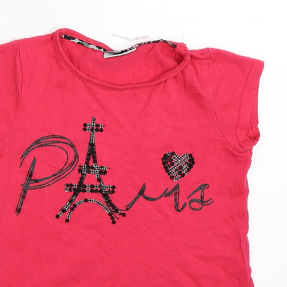 Matalan Girls Pink   Basic T-Shirt Size 6 Years  - paris