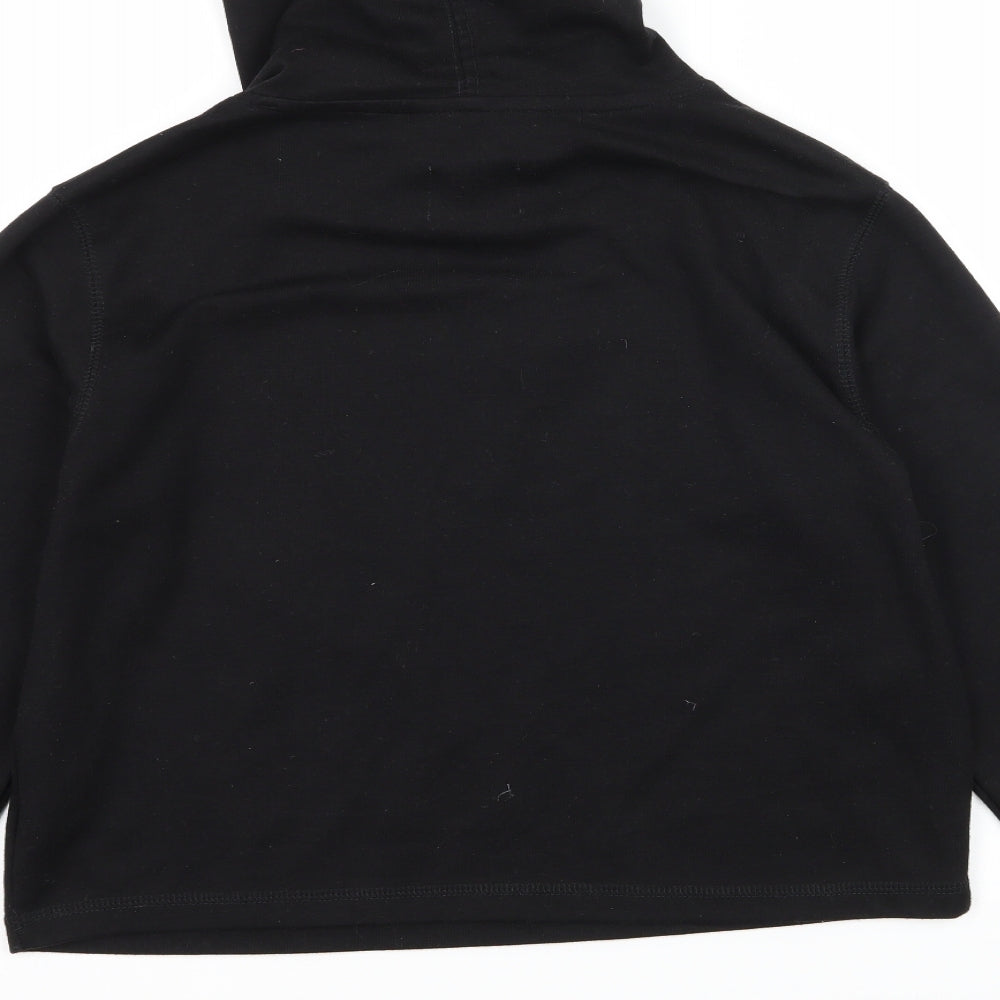 Brand and care label for Fluid women’s black jersey pullover hoodie, size UK 14