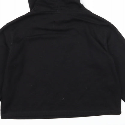 Brand and care label for Fluid women’s black jersey pullover hoodie, size UK 14