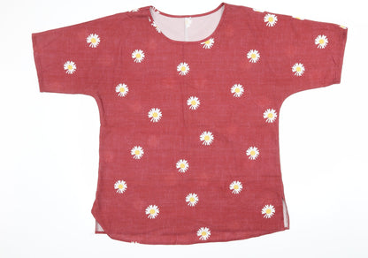 Womens UK Size XL Preworn Red Basic T-Shirt