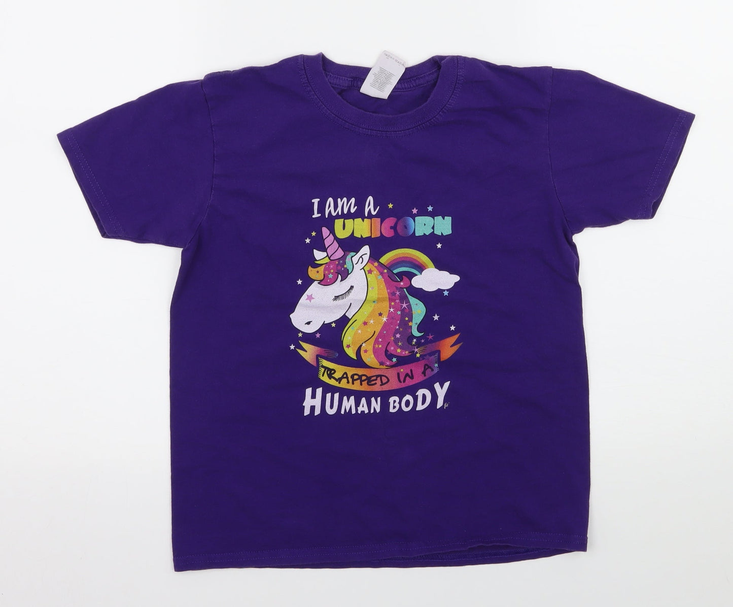 Gilan Girls Purple  Jersey Basic T-Shirt Size L  - I am A Unicorn