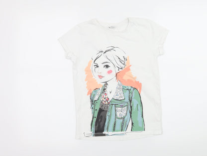 TU Girls White  Jersey Basic T-Shirt Size 10 Years  - Girl