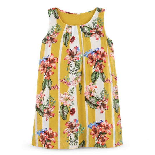 Blue Vanilla Womens Yellow Floral Chiffon A-Line  Size S