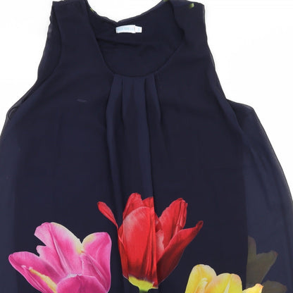 Blue Vanilla Womens Blue Floral Chiffon A-Line  Size S