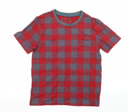 PEP & CO Boys Red Check Jersey Basic T-Shirt Size 9-10 Years
