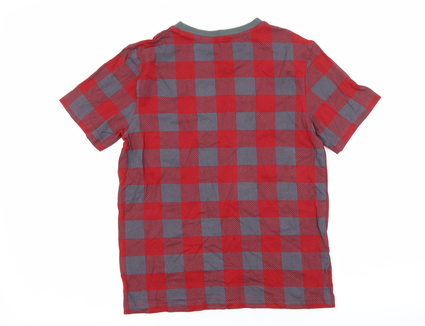 PEP & CO Boys Red Check Jersey Basic T-Shirt Size 9-10 Years