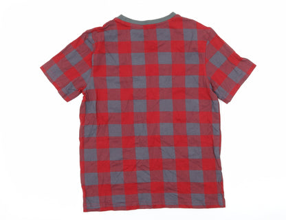 PEP & CO Boys Red Check Jersey Basic T-Shirt Size 9-10 Years