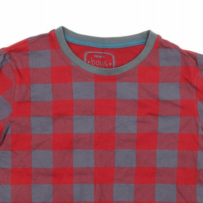 PEP & CO Boys Red Check Jersey Basic T-Shirt Size 9-10 Years