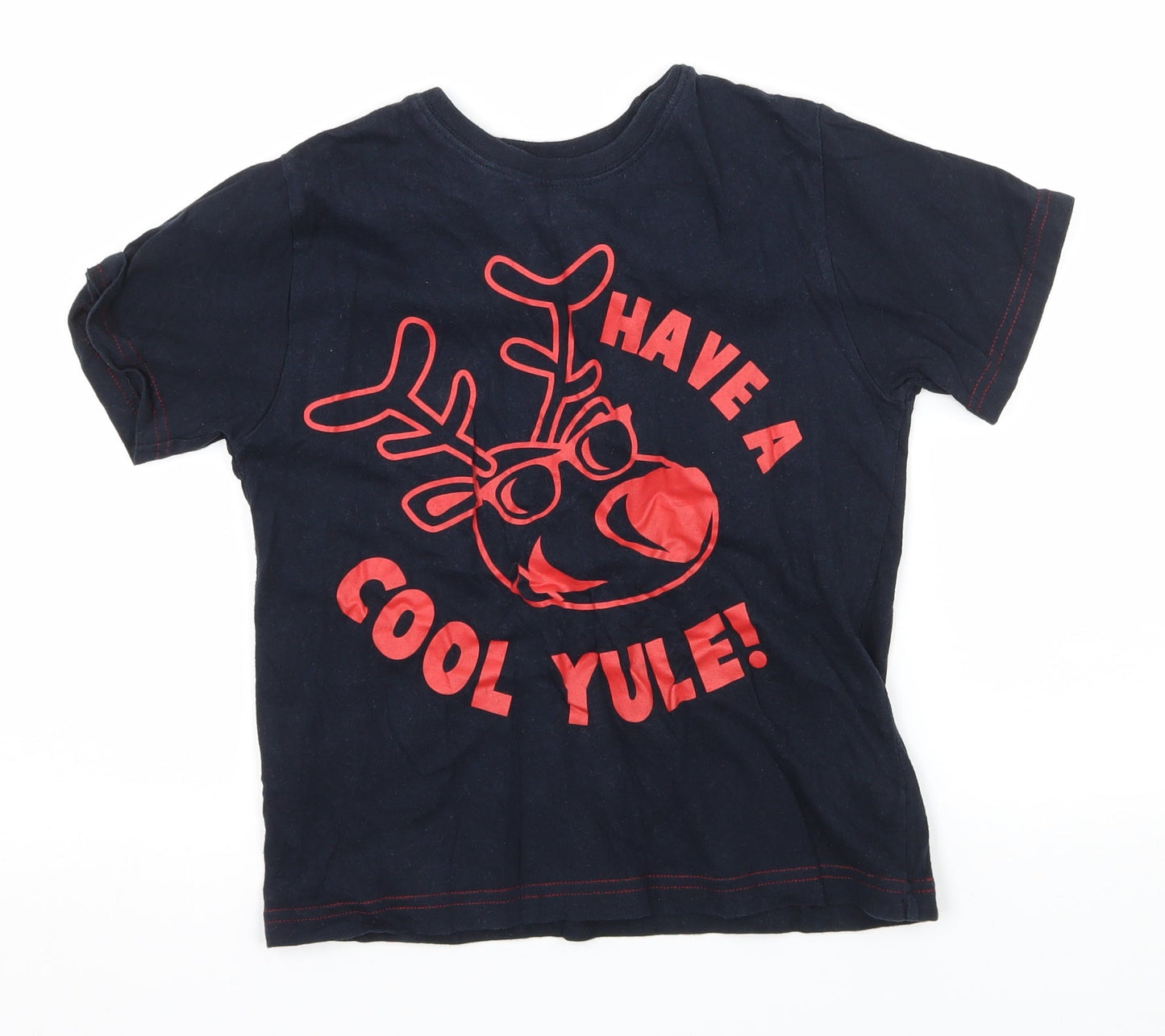 Rebel Boys Blue  Jersey Basic T-Shirt Size 6-7 Years  - Have a cool yule!