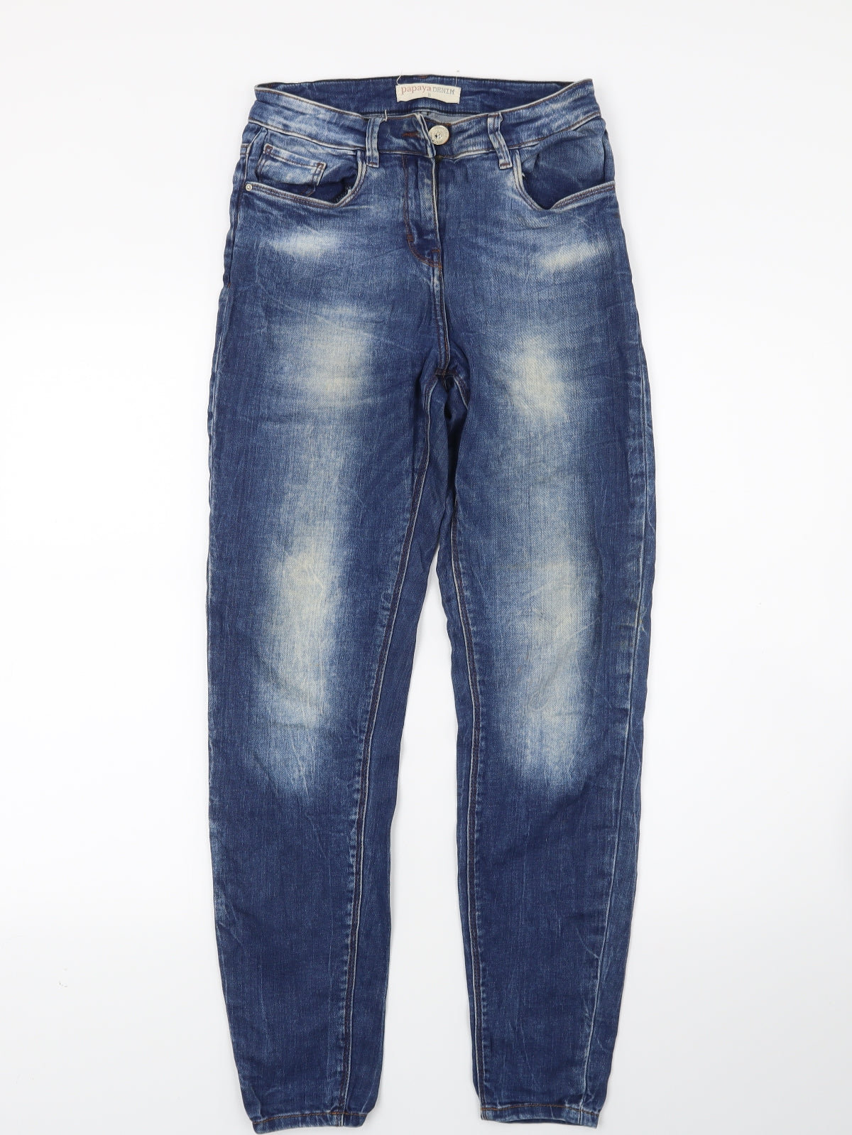 Womens UK Size 8 Papaya Regular Fit Skinny Blue Jeans
