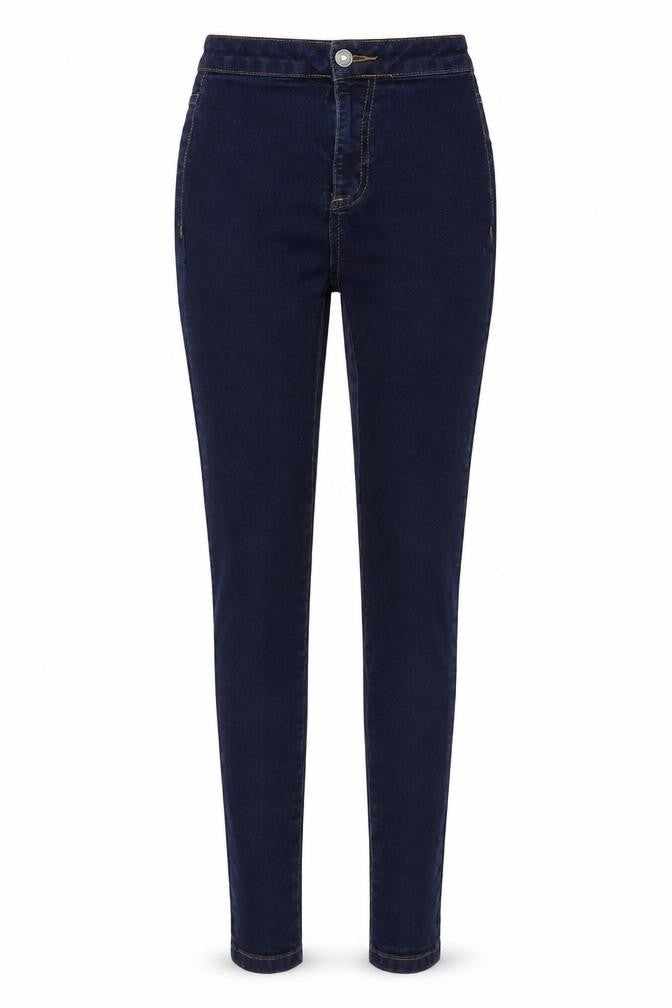 Front view of Primark women’s blue denim skinny jeans, size UK 6, 27-inch leg