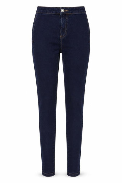 Front view of Primark women’s blue denim skinny jeans, size UK 6, 27-inch leg
