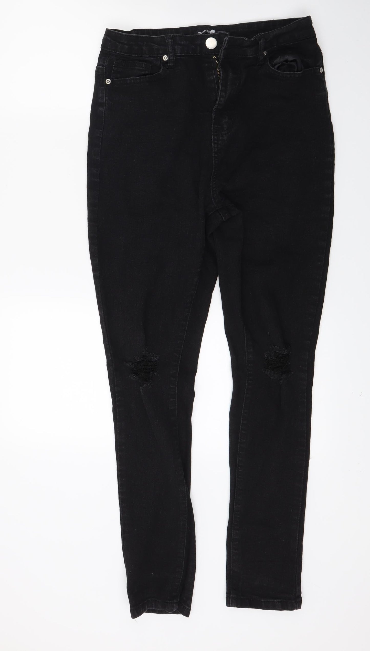 Boohooo Womens Black  Denim Skinny Jeans Size 12 L27 in