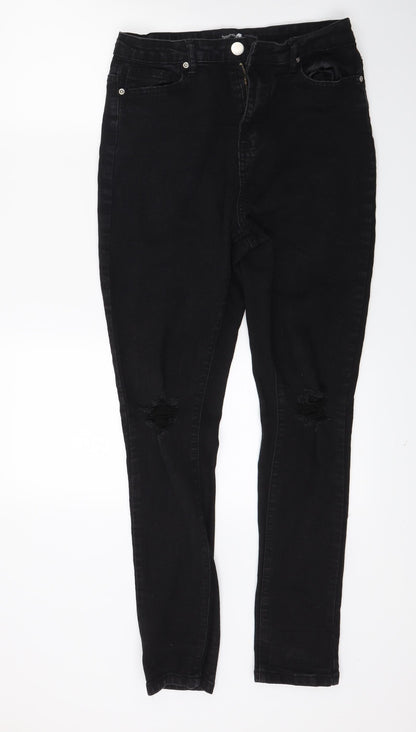 Boohooo Womens Black  Denim Skinny Jeans Size 12 L27 in