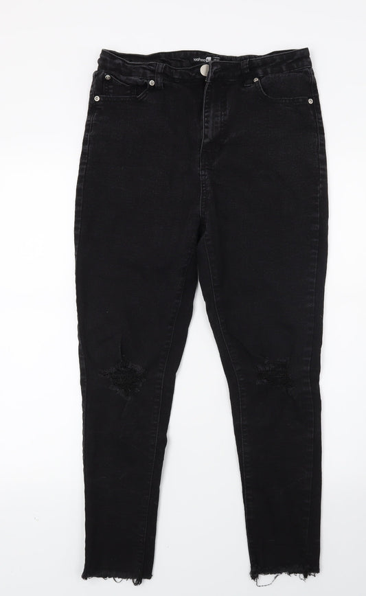 Boohoo Womens Black  Denim Skinny Jeans Size 12 L23 in