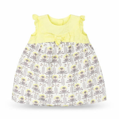 Front view of Next girls’ yellow a-line, size 9-12, months