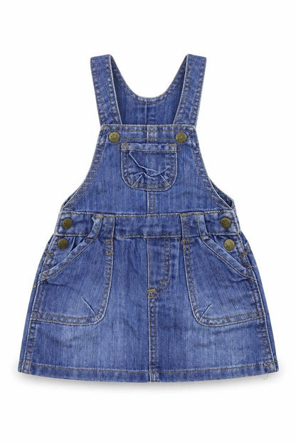 Front view of H&M girls’ blue a-line, size 6-9, months