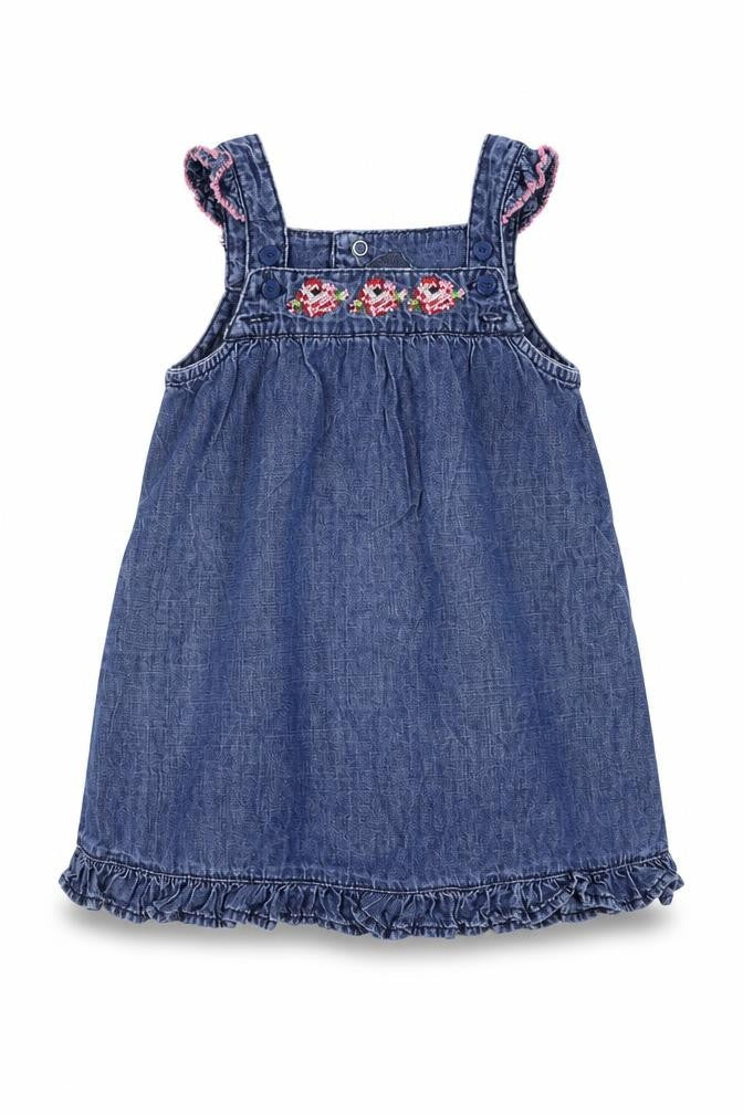 Front view of H&M girls’ blue a-line, size 6-9, months