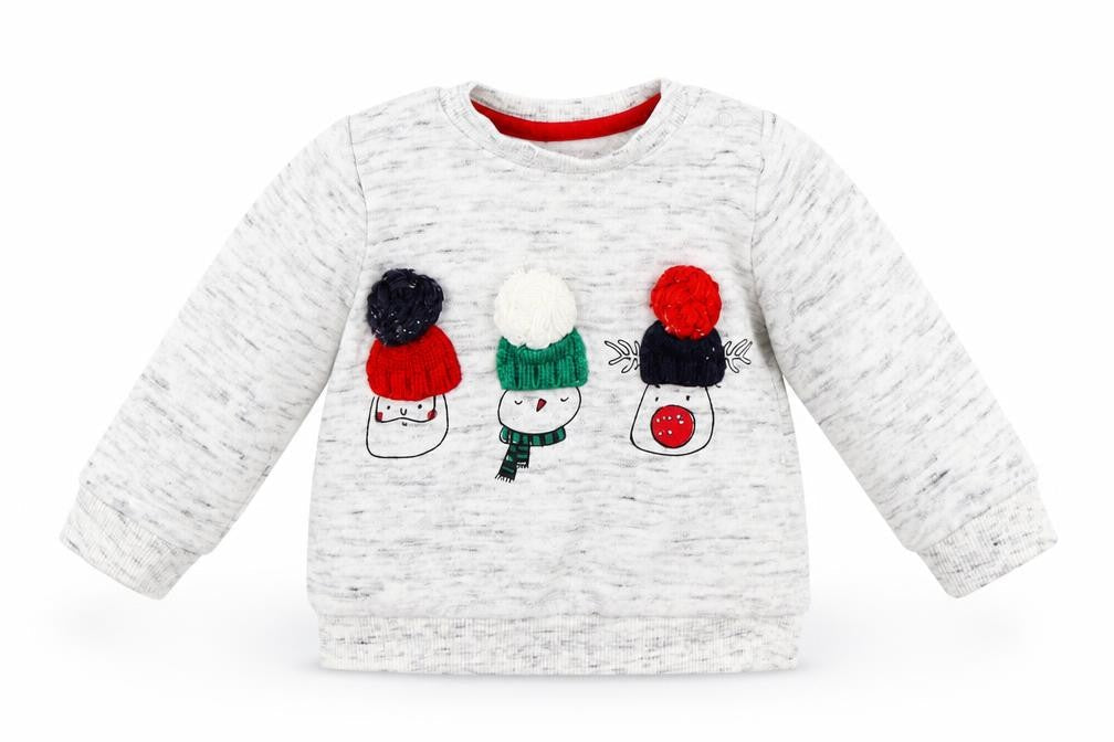 Front view of F&F girls’ grey jumper, size 3-6, months