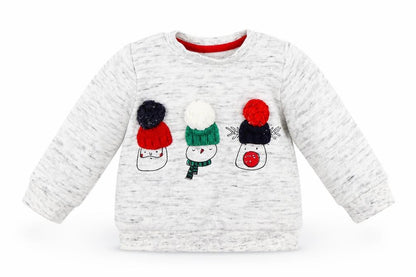 Front view of F&F girls’ grey jumper, size 3-6, months