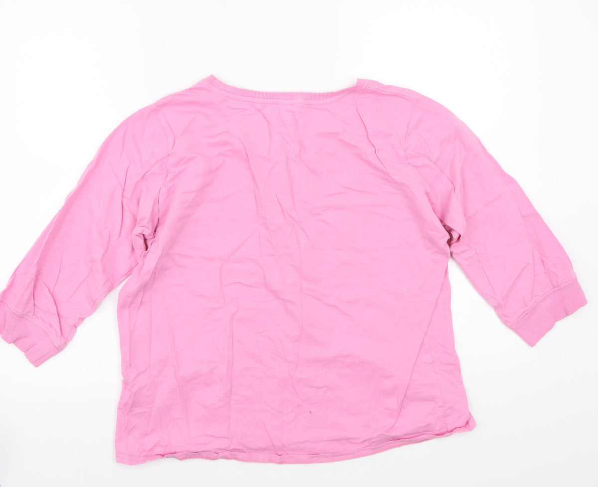Back view of lounge & sleep women’s pink floral basic t-shirt, size UK 12