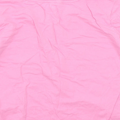 Brand and care label for lounge & sleep women’s pink floral basic t-shirt, size UK 12