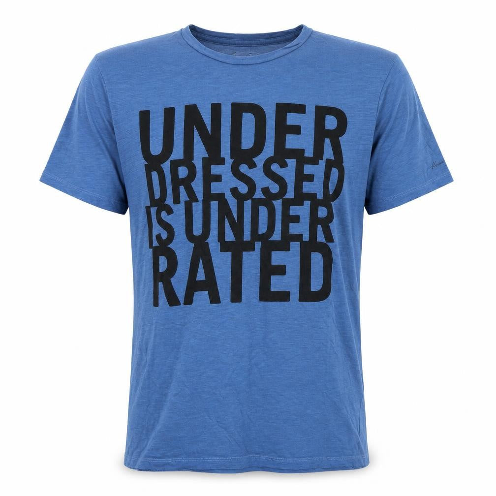 Front view of Kenneth Cole men’s blue t-shirt, size S