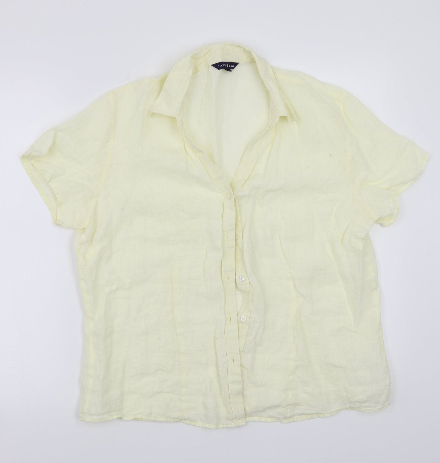 Lands end Womens Yellow   Basic Button-Up Size L