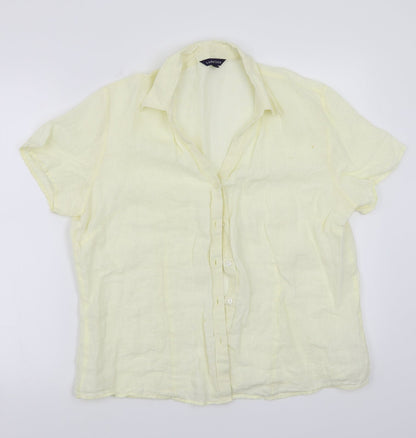 Lands end Womens Yellow   Basic Button-Up Size L
