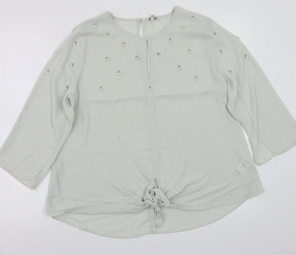 Womens UK Size 14 Preworn Grey Basic T-Shirt