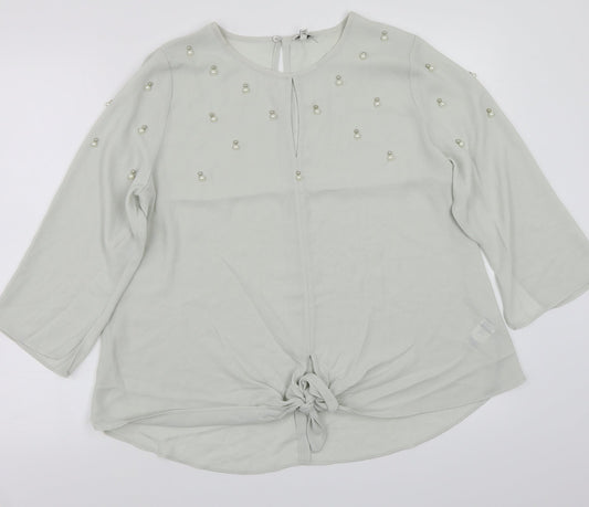 Womens UK Size 14 Preworn Grey Basic T-Shirt